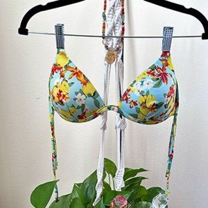 Dolce & Gabbana Lemon and Floral Swimwear Bikini Top